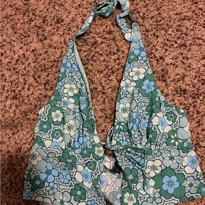 Wild Fable Green and Blue Floral Tank Top